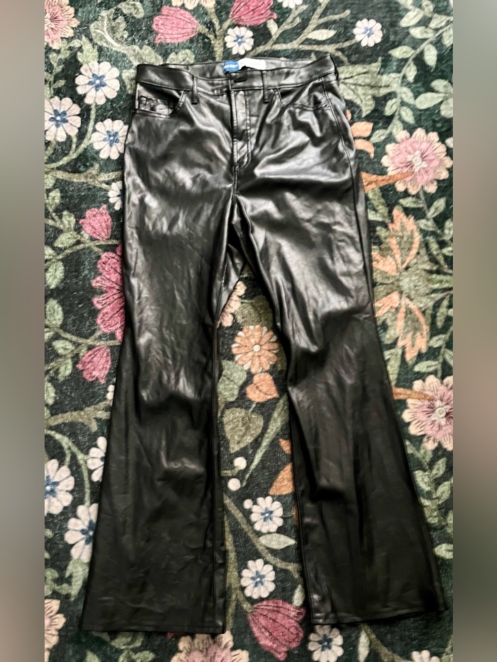 Black Faux Leather Jeans